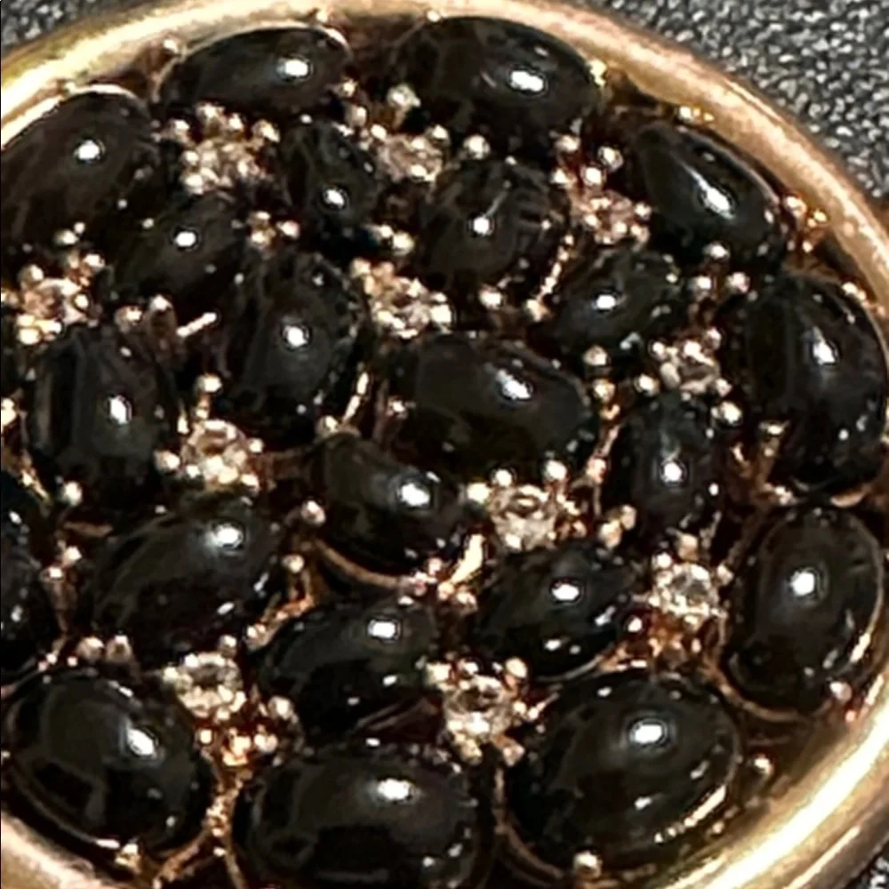 Bronze Milor Italy Black Cabochon & Faceted Gemstones Pendant Vintage Necklace